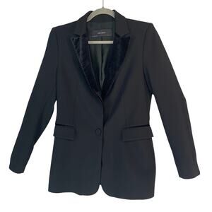 ZARA Basic Black Velvet Collar Blazer Women’s Size Medium Made in Spain